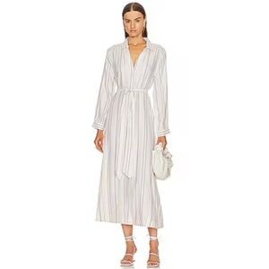 Brochu Walker Shirtdress Beige Striped Midi Dress NEW
